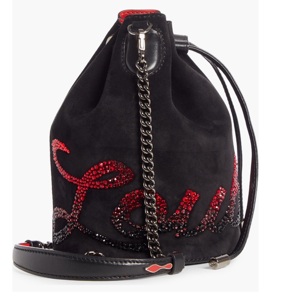 Christian Louboutin Marie Jane Swarovski Crystal Rhinestone Bucket Crossbody Bag